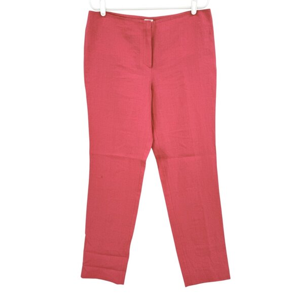 Armani Collezioni Women's Mid Rise 100% Linen Coral Trouser Pants Size 10 - Picture 1 of 10